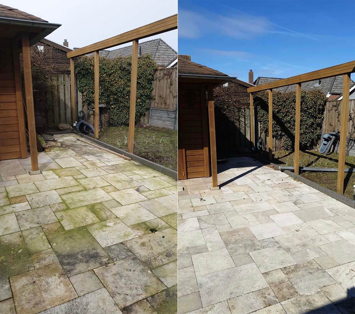 Buitentegels reiniging resultaat